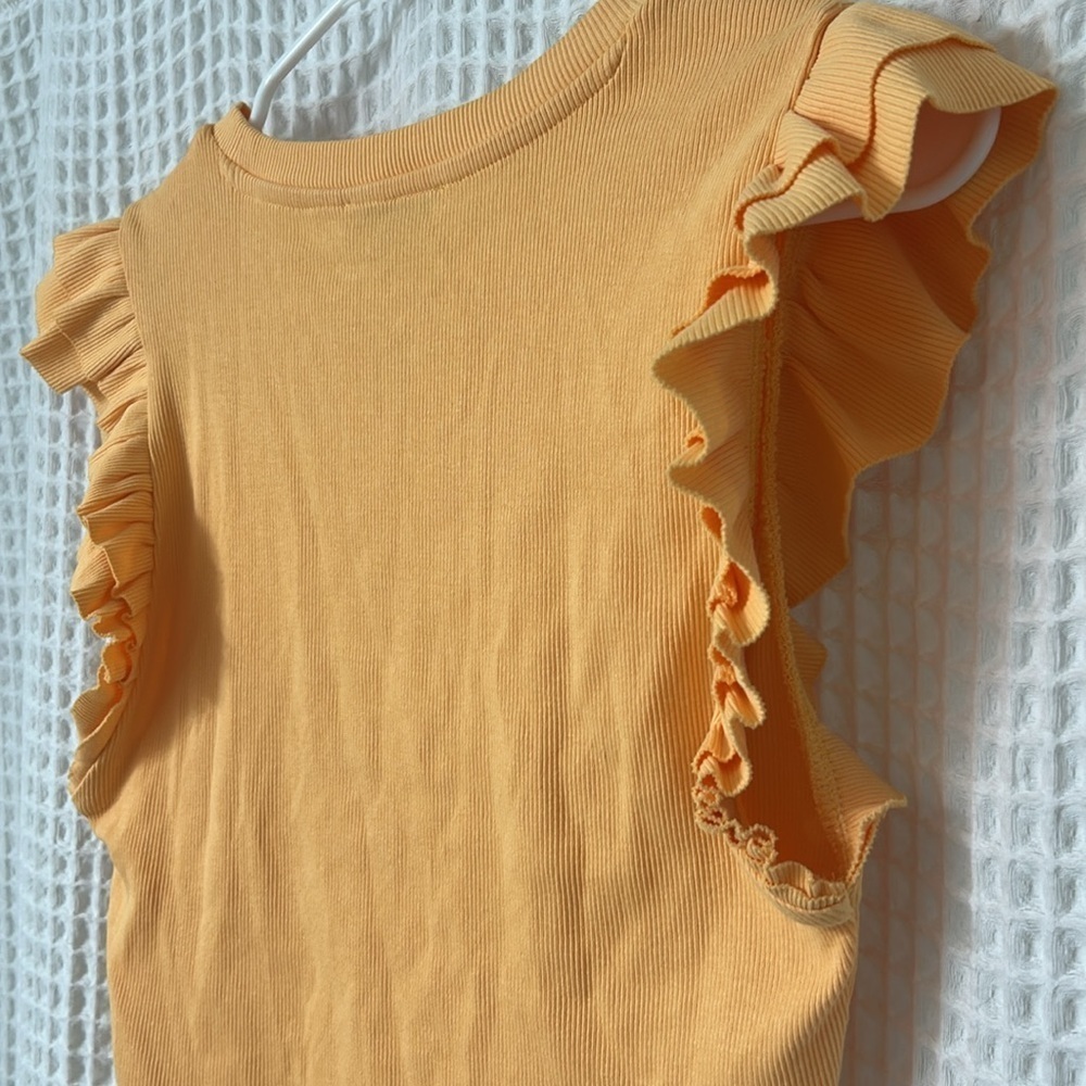 Zara Ruffle Sleeve Ribbed Tank Top Large - Picture 5 of 5